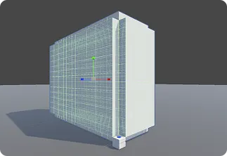 Wireframe exterior of the cube structure